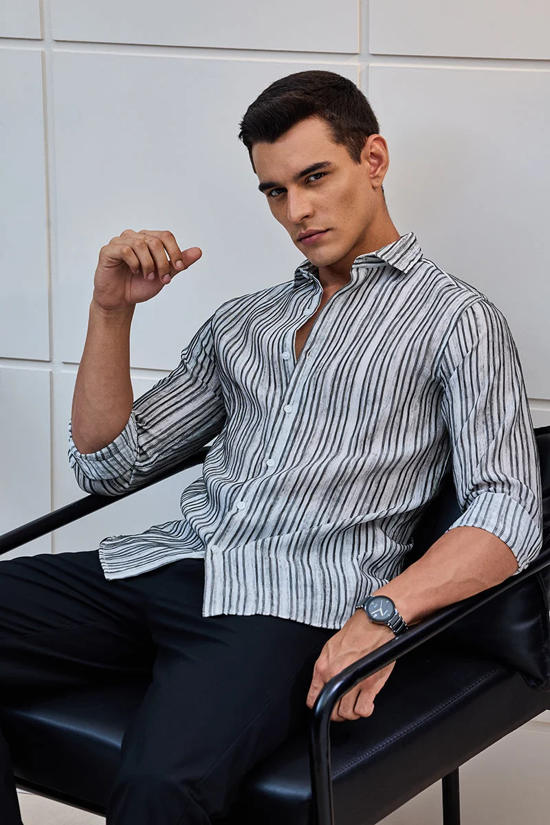 سنيتش Seersucker Slim Fit Stripes Shirt